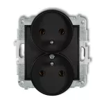 ICON Mechanizm gniazda podwójnego do ramki z uziemieniem 2x(2P+Z) (bez przesłon torów prądowych) czarny mat