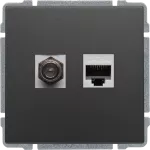 KOS 66 Gniazdo TV typu F + RJ45 kat. 5e GRAFIT