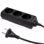 PS-360/1,5 E Przedłużacz z trzykrotnym gniazdem ;ECO; 3x2p; 10A; 1,5m; czarny