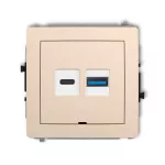 DECO Mechanizm ładowarki USB podwójnej USB C + USB A, 20W max., bez pola opisowego beżowy