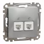 Gniazdo telefoniczne 2xRJ11, Sedna Design & Elements, srebrne aluminium