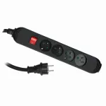 PS-470WS/PRO/3X1,5/H05RR-F/3 Przedłużacz PS-PRO 4-gn. z/u z włącznkiem, 3x1,5mm2; H05RR-F czarny