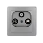 DECO Mechanizm gniazda abonenckiego 2 wyjścia SAT + TV srebrny metalik