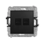 MINI Mechanizm ładowarki USB podwójnej 2xUSB C, 20W max., bez pola opisowego czarny mat