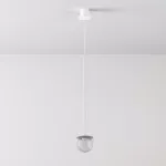 CLAR 500 fi100 wisząca LED 2,7W/298lm/3000K, 230V, przewód transparentny, srebrny aluminiowy (mat struktura) RAL 9006