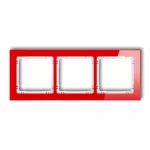 DECO Ramka uniwersalna potrójna - efekt szkła (ramka: czerwona; spód: biały)