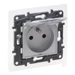 Niloe Step - gniazdo zasilające 2P+Z IP44, zaciski automatyczne, z przesłoną- kolor aluminium, Legrand