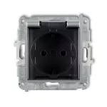 MINI Mechanizm gniazda bryzgoszczelnego z uziemieniem SCHUKO 2P+Z (klapka dymna, przesłony torów prądowych) srebrny metalik