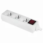 GN-370WS Gniazdo wtyczkowe przenośne trzykrotne 3x2p+Z z wyłącznikiem 16A, 250V, rozbieralne; ECO; biały