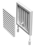 kratka wentylacyjna regulowana 188x188 mm z siatką i kołnierzem okrągłym fi 125 mm, biała