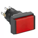 Harmony XB6 Przycisk, Podświetlany, Czerwony, Płaski, 2 CO, 24 V DC, Prostokątny, Plastikowy