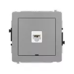 DECO Mechanizm gniazda komputerowego pojedynczego 1xRJ45, kat. 6A, 8-stykowy, bez pola opisowego szary mat