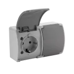 VG-2 Koala Gn. podw. 2x2P+Z SCHUKO n/t IP44 popiel z klapk.grafit