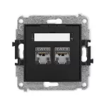 ICON Mechanizm gniazda komputerowego podwójnego 2xRJ45, kat. 6, ekranowany, 8-stykowy czarny mat
