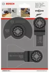 Zestaw podstawowy do drewna, 3 szt. Brzeszczot segmentowy HCS, Wood (1x); 1 brzeszczot HCS do cięcia wgłębnego, Wood (1x); brzeszczot BIM do cięcia wgłębnego, Wood and Metal (1x)