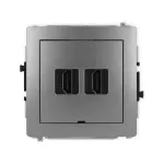 DECO Mechanizm gniazda podwójnego HDMI 2.0, 4K, bez pola opisowego grafitowy
