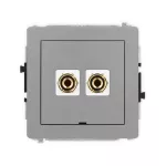 DECO Mechanizm gniazda głośnikowego pojedynczego, bez pola opisowego (typu banan - czerwony i czarny, pozłacany, 4 mm2, do lutowania) szary mat