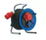 Przedłużacz zwijany trójfazowy „KŁODZKO” IP44 50 mb OW 5x1,5 wtyczka 16/5 – wyjście 16/5 2xGS