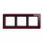 DECO Ramka uniwersalna potrójna - efekt szkła (ramka: bordowa; spód: czarny)