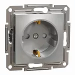 Asfora, gniazdo pojedyncze schuko, z przesłonami, aluminium