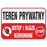 TEREN PRYWATNY WSTĘP I WJAZD WZBRONIONE 350X250 PŁYTA PCV SZTYWNA