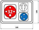 Rozdzielnica 1*32A 4p, 1*250V,wył.L-O-P,1*zab.10 A,IP54 /niska podstawa/