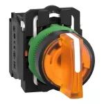 Harmony XB5 Przełącznik 3 pozycje pomarańczowy LED 24V piórko krótkie plastikowy stabilny