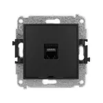 ICON Mechanizm gniazda komputerowego pojedynczego 1xRJ45, kat. 6A, 8-stykowy, bez pola opisowego czarny mat