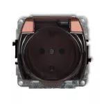 TREND Mechanizm gniazda bryzgoszczelnego z uziemieniem SCHUKO 2P+Z (klapka dymna, przesłony torów prądowych) brązowy metalik