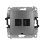 MINI Mechanizm gniazda podwójnego HDMI 2.0, 4K, bez pola opisowego grafitowy