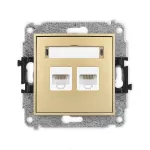 MINI Mechanizm gniazda komputerowego podwójnego 2xRJ45, kat. 5e, 8-stykowy złoty