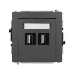 DECO Mechanizm gniazda podwójnego 2xUSB A-A 2.0 grafitowy mat