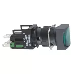 Harmony XB6 Przycisk, Podświetlany, Zielony, Płaski, 1 NO + 1 NC, 12...24 V AC/DC, Kwadrat, Plastik