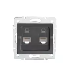 LOGI 02-1410-041 gr Gniazdo komuterowe podwójne (RJ45Cat 6 Jack)