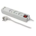 PS-370WS+USB/5,0 E Przedłużacz z trzykrotnym gniazdem z wyłącznikiem i USB;ECO; 3X2p+Z; 10A; 5m; biały