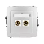 DECO Mechanizm gniazda głośnikowego pojedynczego (typu banan - czerwony i czarny, pozłacany, 4 mm2, do lutowania) srebrny metalik