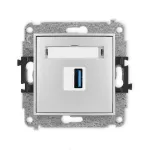 MINI Mechanizm gniazda pojedynczego USB A-A 3.0 srebrny metalik