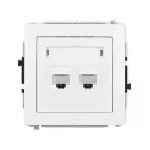 DECO Mechanizm gniazda komputerowego podwójnego 2xRJ45, kat. 6A, 8-stykowy biały