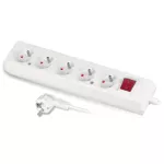 PS-570WS/5,0 Przedłużacz z pięciokrotnym gniazdem z wyłącznikiem; 5x2p+Z, 10A; 5m; biały