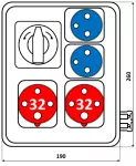Rozdzielnica 2*32A/4p; 2*250V; TVM 21; IP54; wył L-O-P