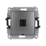 ICON Mechanizm gniazda pojedynczego HDMI 2.0, 4K, bez pola opisowego grafitowy