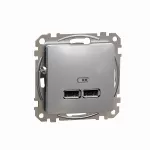 Gniazdo ładowania USB A+A 2,1Sedna Design & Elements,1A, srebrne aluminium
