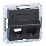Merten, System M, ramka montażowa podwójna do gniazd RJ45 z polem opisowym i wbudowaną klapką, antracyt