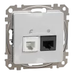 Gniazdo komputerowo-telefoniczne (RJ45 kat.6 UTP + RJ11), Sedna Design & Elements, srebrne aluminium