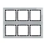 DECO Ramka modułowa 6 krotna (3 poziom, 2 pion) - efekt szkła (ramka szara; spód czarny)