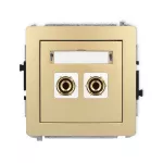 DECO Mechanizm gniazda głośnikowego pojedynczego (typu banan - czerwony i czarny, pozłacany, 4 mm2, do lutowania) złoty