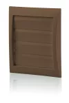 wylot ścienny 154x154 mm z zaworem zwrotnym, okapem i kołnierzem fi 150 mm, brązowy