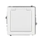 DECO Mechanizm gniazda bryzgoszczelnego z uziemieniem SCHUKO 2P+Z (klapka biała, przesłony torów prądowych) biały