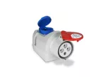 IZVZ-3243 Gniazdo siłowe stałe 32A 4p IP44 + GN 16A, 250V, IP44; szaro-czerwone