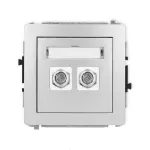 DECO Mechanizm gniazda antenowego podwójnego typu F (SAT) niklowany srebrny metalik